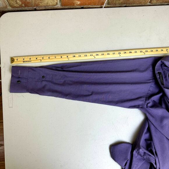 Claiborne Mens T-weave Purple Button Up Long Sleeve Shirt Size Medium - Picture 6 of 7